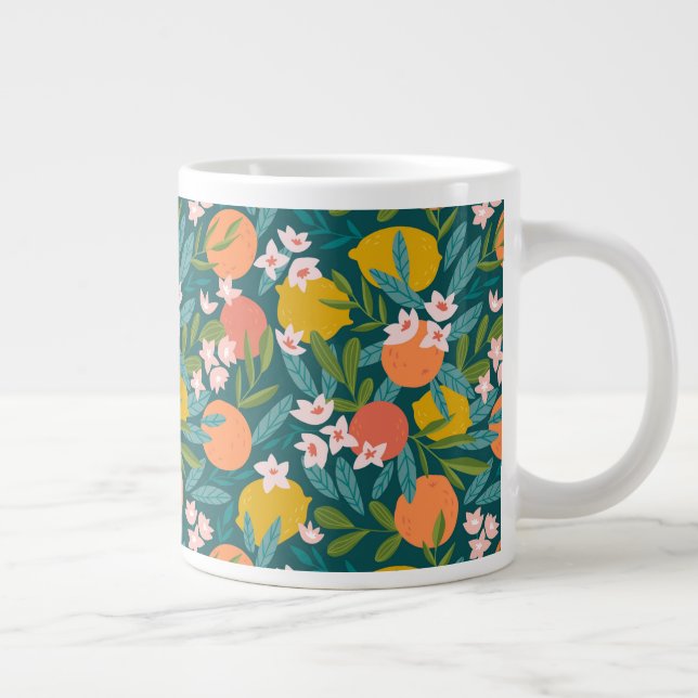 Vintages Orange & Lemon Blossom Muster Jumbo-Tasse (Rechts)