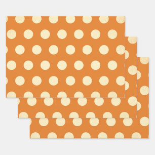 Vintages Orange Polka-Dot-Muster Geschenkpapier Set