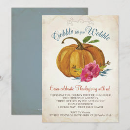 Vintages Orange Pumpkin Erntedank Familienfest Einladung