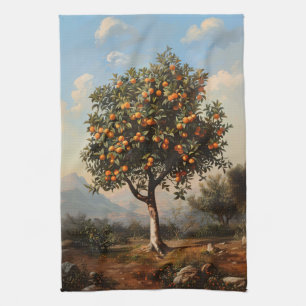 Vintages Orangenbaumgemälde Geschirrtuch
