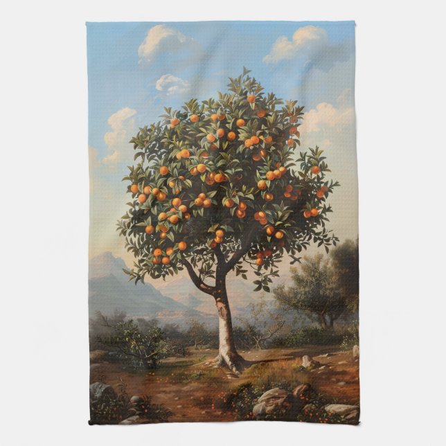 Vintages Orangenbaumgemälde Geschirrtuch (Vertikal)