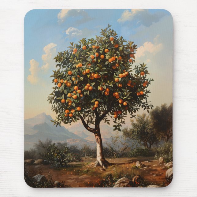 Vintages Orangenbaumgemälde Mousepad (Vorne)