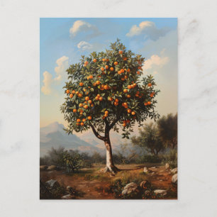 Vintages Orangenbaumgemälde Postkarte
