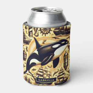 Vintages Orca-Nautische Muster Dosenkühler