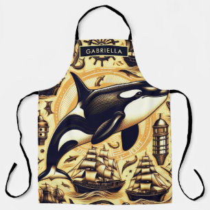 Vintages Orca-Nautische Muster Schürze