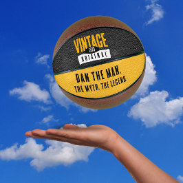 Vintages Original Black & Gold Leather Geburtstag Basketball