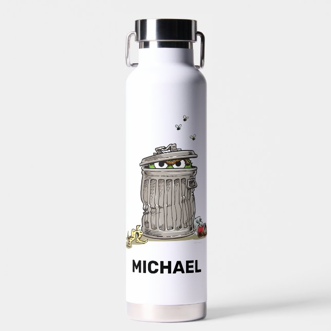 Vintages Oscar in Mülleimer | Name hinzufügen Trinkflasche (Vorne)
