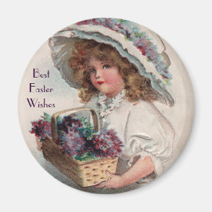 Vintages OsterGirl im Bonnet Magnet