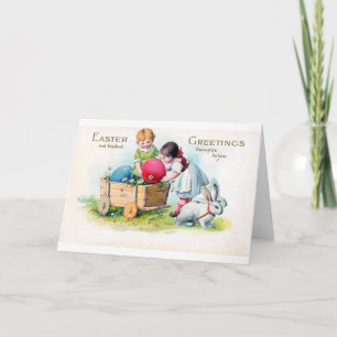 Vintages Osterkindergebälk Karte