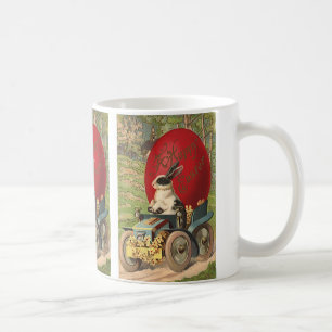 Vintages Ostern, Kanincheneier Automobil Kaffeetasse