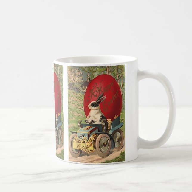 Vintages Ostern, Kanincheneier Automobil Kaffeetasse (Rechts)