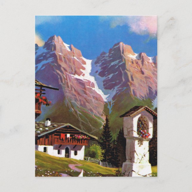 Vintages Österreich, Bildstock, Tiroler Dorf Postkarte (Vorderseite)
