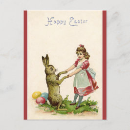 Vintages Ostersonntanzen mit einem kleinen Mädchen Postkarte