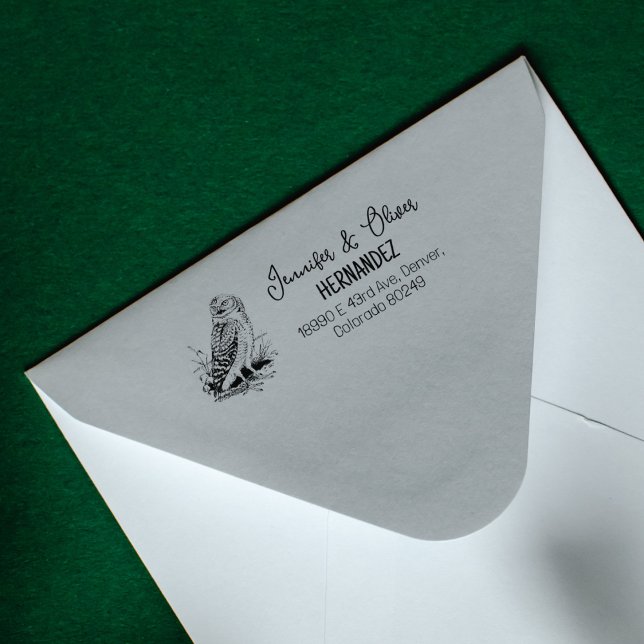 Vintages Owl Couple Rücksendeadresse Gummistempel (Von Creator hochgeladen)