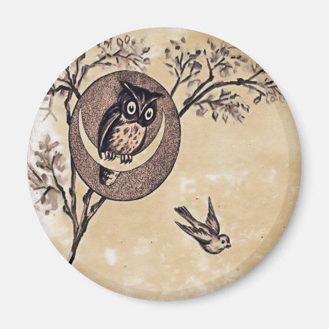 Vintages Owl Magnet (Vorne)