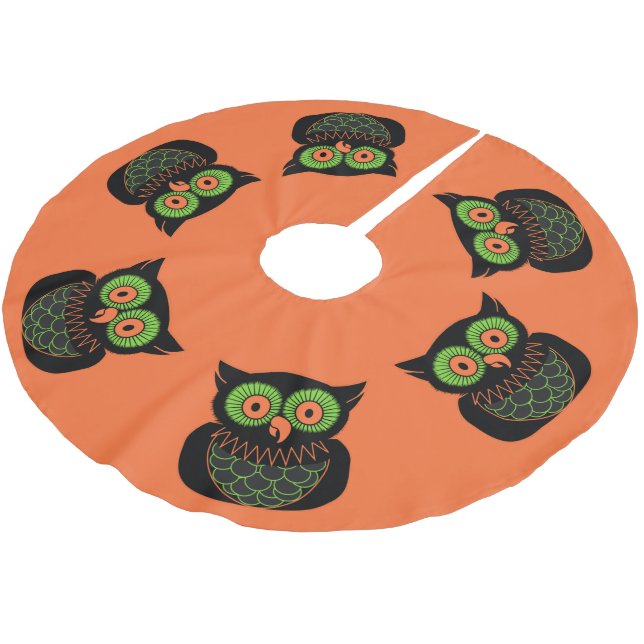 Vintages Owl Polyester Tree Skirt Polyester Weihnachtsbaumdecke (Schrägansicht)