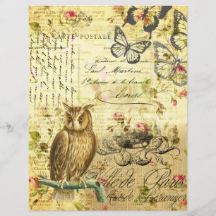 Vintages Owl Scrapbook Decoupage