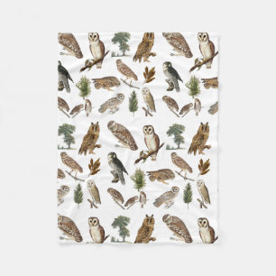 Vintages Owl Wasserfarbenwaldmuster Fleecedecke