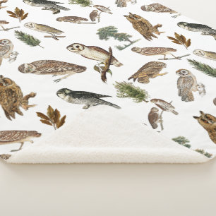 Vintages Owl Wasserfarbenwaldmuster Sherpadecke