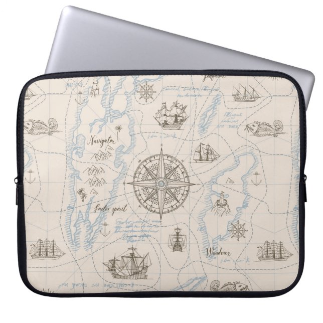 Vintages Ozeandiagramm Laptopschutzhülle (Vorderseite)