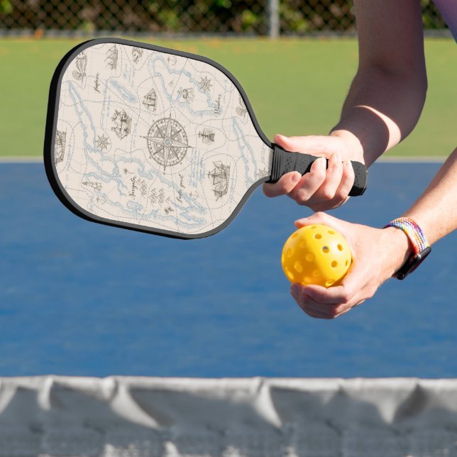Vintages Ozeandiagramm Pickleball Schläger (InSitu)