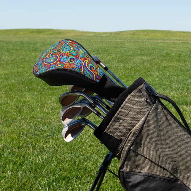 Vintages Paisley-Muster Golf Headcover (In SItu)