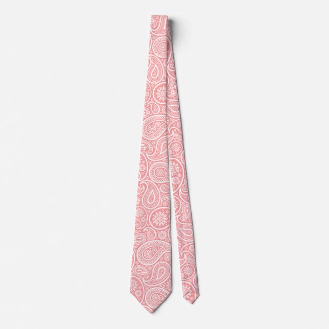 Vintages Paisley-Muster in Rosa und Weiß Krawatte (Vorderseite)