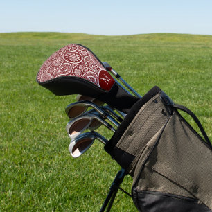 Vintages Paisley-Muster in Weiß und Dunkelrot Golf Headcover