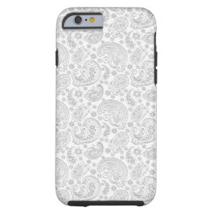 Vintages Paisley-Muster in Weiß und Hellgrau Tough iPhone 6 Hülle