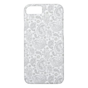 Vintages Paisley-Muster in Weiß und Hellgrau Case-Mate iPhone Hülle