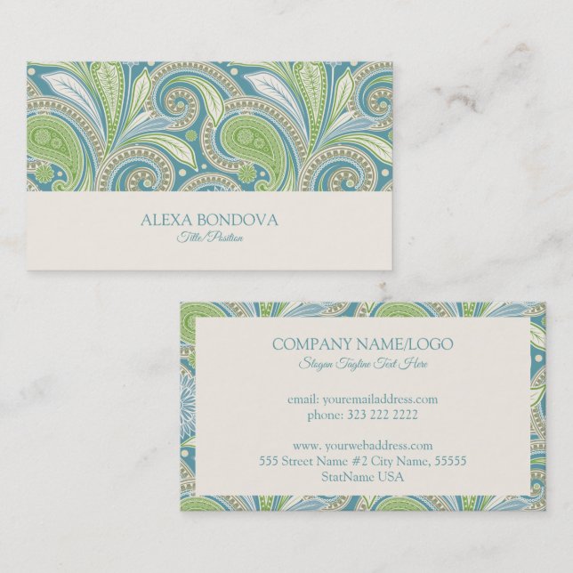Vintages Paisley-Muster Visitenkarte (Vorne/Hinten)