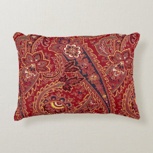 Vintages Paisley, rot, schwarz und weiß Akzent Pi Dekokissen