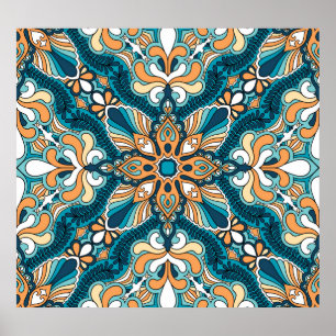 Vintages Paisley-Taschentuch: orientalischer Druck Poster