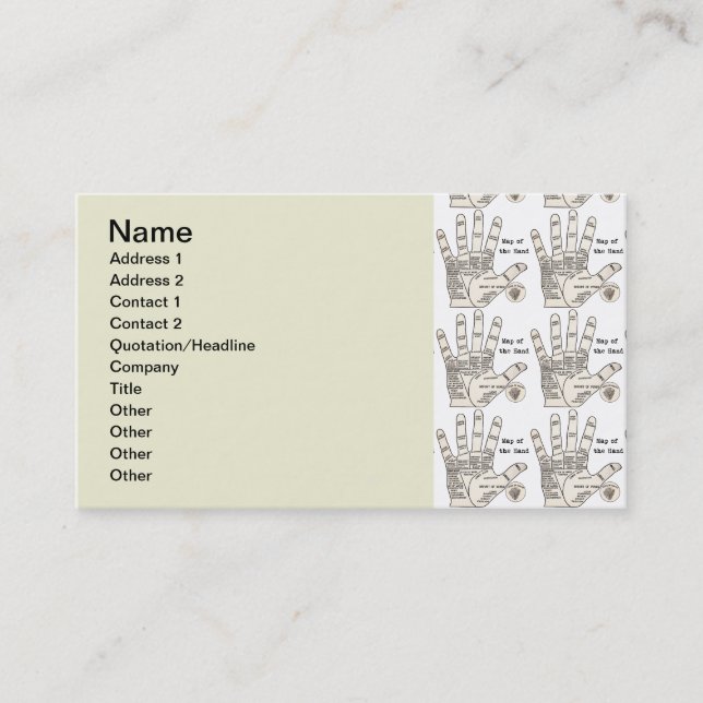 Vintages Palmlesen Visitenkarte (Vorderseite)