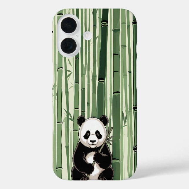 Vintages Panda-Telefongehäuse mit Bamboo iPhone 16 Hülle (Rückseite)