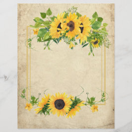 Vintages Papier für Sonnenblumen-Rahmen-Scrapbook