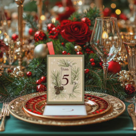 Vintages Papier, Kiefernzapfen, Weihnachten, Hochz Tischnummer
