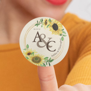 Vintages Papier ・ Moderne Hochzeit Runder Aufkleber