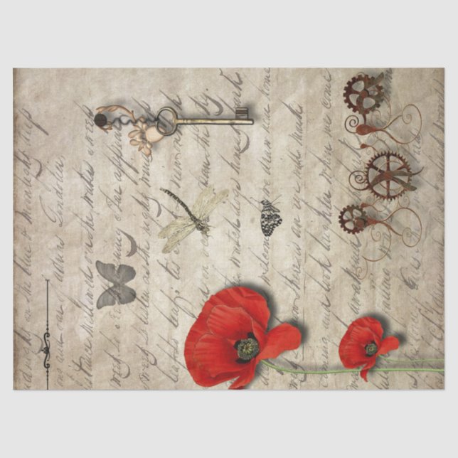 Vintages Papier Poppe-Taste Schmetterling Gear Dra (Vorderseite)