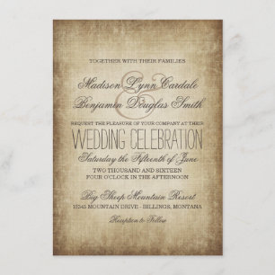 Vintages Papier Rustikales Land Hochzeitseinladung Einladung
