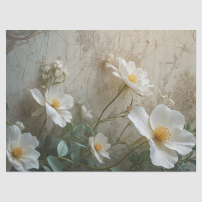 Vintages Papier und Frühlingsblumen (Vorderseite)