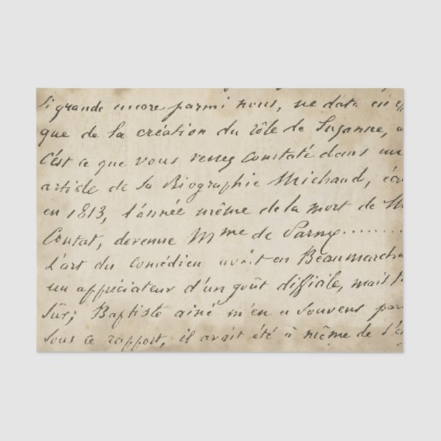 Vintages Papiertüpfpapier mit französischem Skript Seidenpapier (Vorderseite)