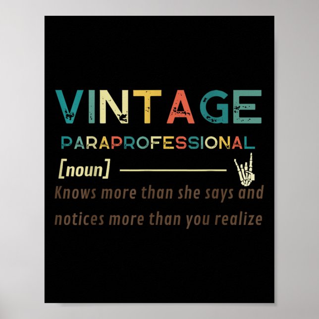 Vintages Paraprofessional (Substantiv) Funny Quote Poster (Vorne)