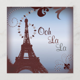 Vintages Paris-Brautparty im französischen Eiffelt Einladung