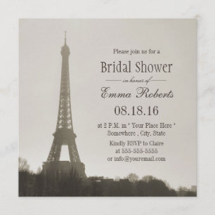Vintages Paris-Eiffelturm-Brautparty Einladung