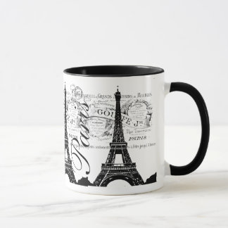 Vintages Paris-Eiffelturm-Label Tasse
