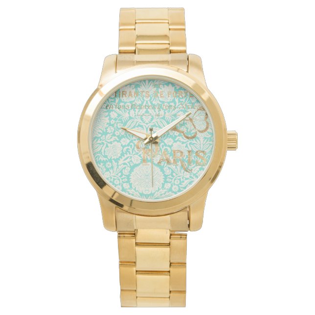 Vintages Paris-Gold-Design mit Schmetterling Armbanduhr (Vorderseite)