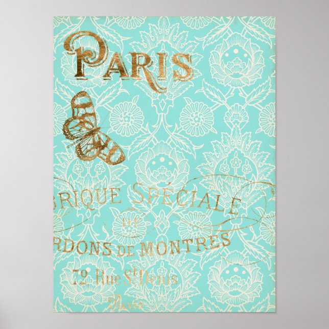 Vintages Paris-Gold-Design Poster (Vorne)