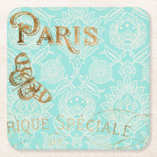 Vintages Paris-Gold-Design Rechteckiger Pappuntersetzer