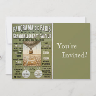 Vintages Paris  Heißluftballon Einladung